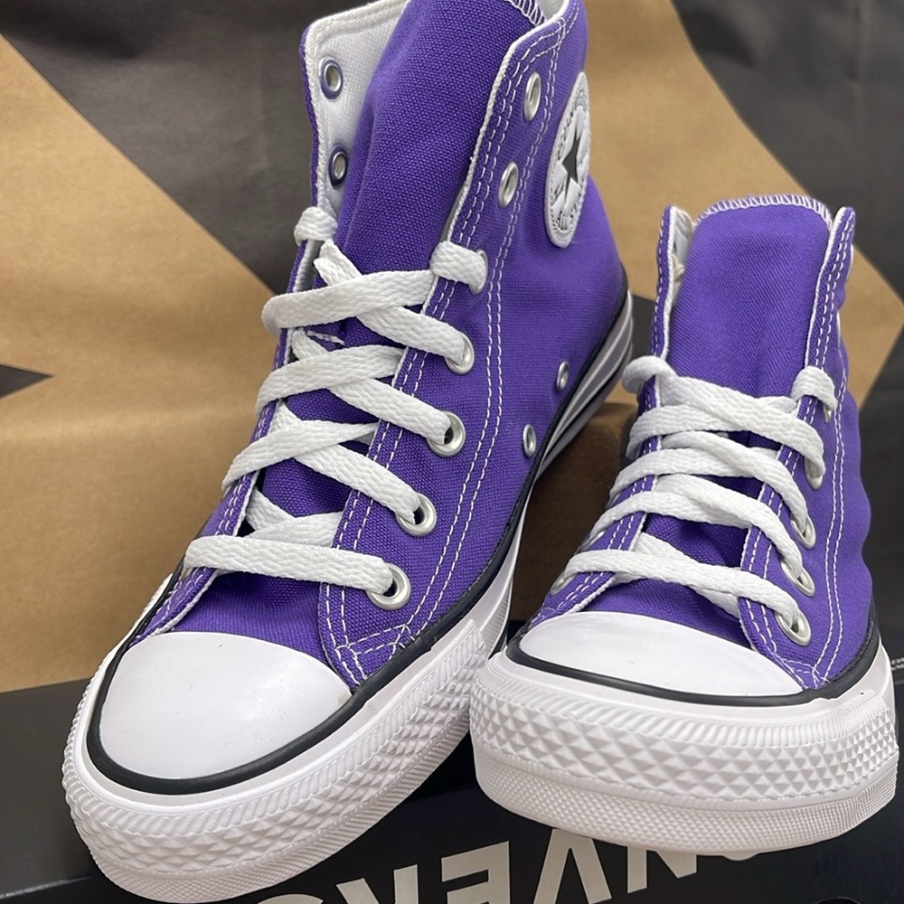 Converse WMNS All Star Purple Canvas Sneakers Hi Top Sneakers 137833F - Picture 8 of 16